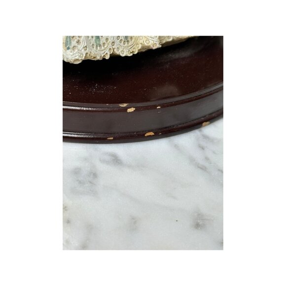 Vintage Victorian lady Porcelain Figurine With Floral Dress & Hat On Wooden Base - Picture 6 of 11